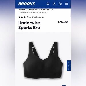 Brooks Black Underwire Sports Bra Size 32E